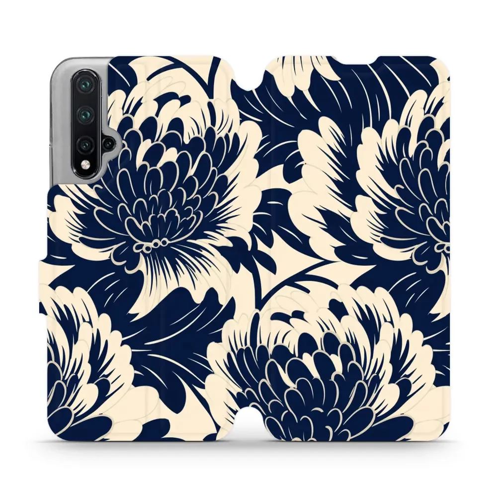 Flipové pouzdro Mobiwear - Honor 20 / Huawei Nova 5T - VA40S Modré a béžové květy
