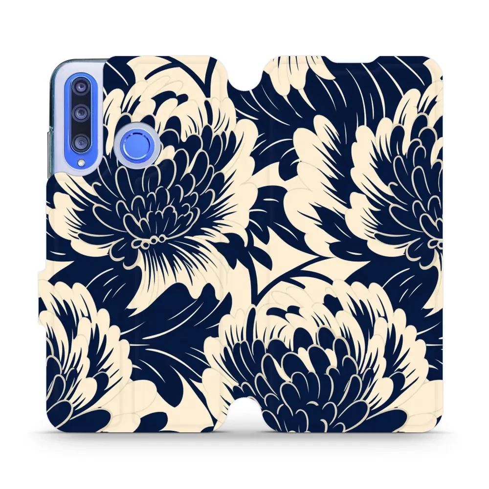 Flipové pouzdro Mobiwear - Honor 20 Lite - VA40S Modré a béžové květy