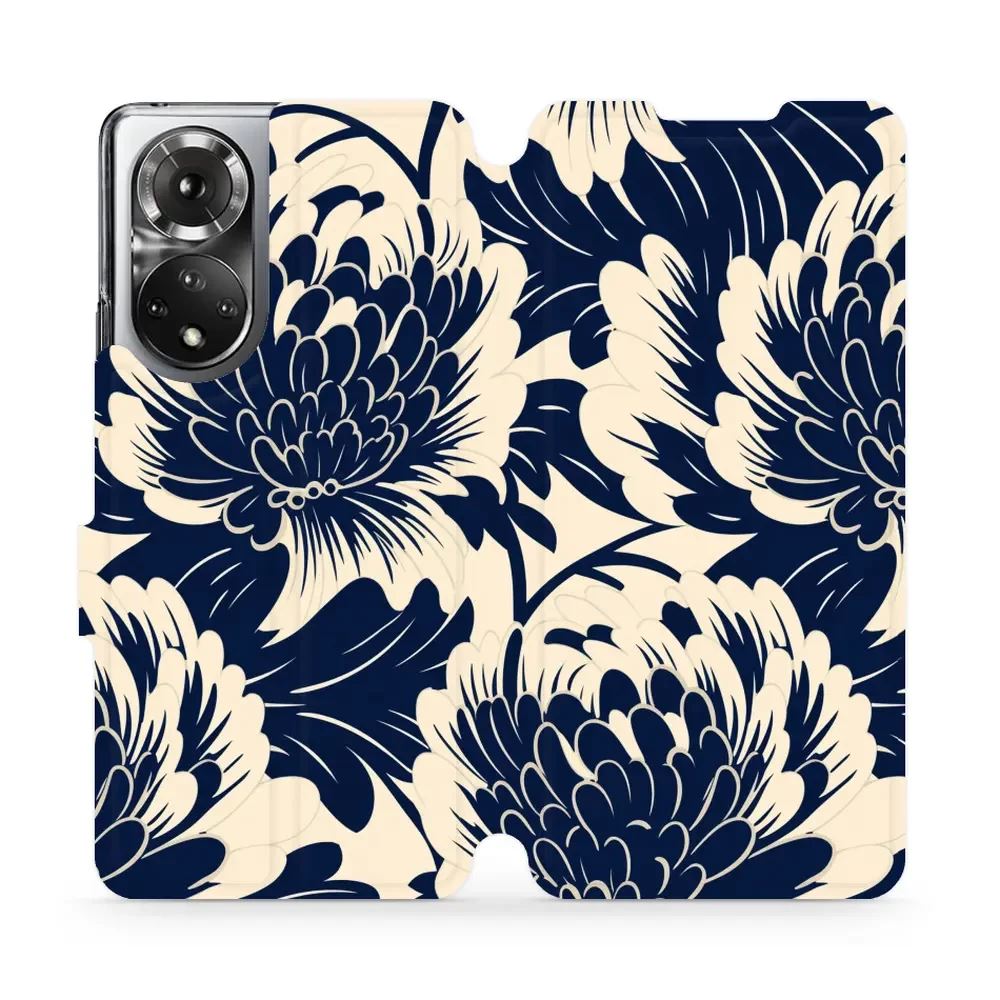 Flipové pouzdro Mobiwear - Honor 50 / Huawei Nova 9 - VA40S Modré a béžové květy