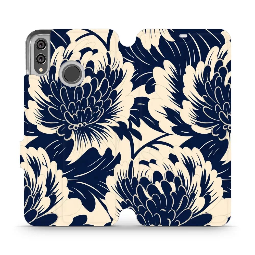 Flipové pouzdro Mobiwear - Honor 8X - VA40S Modré a béžové květy