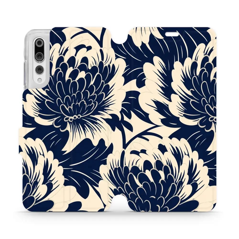 Flipové pouzdro Mobiwear - Huawei P20 Pro - VA40S Modré a béžové květy
