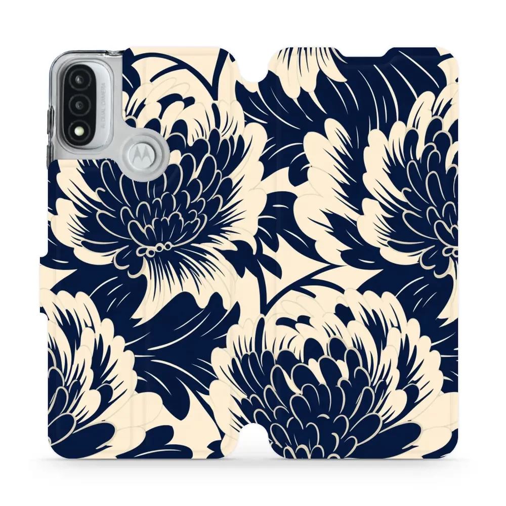 Flipové pouzdro Mobiwear - Motorola Moto E20 - VA40S Modré a béžové květy