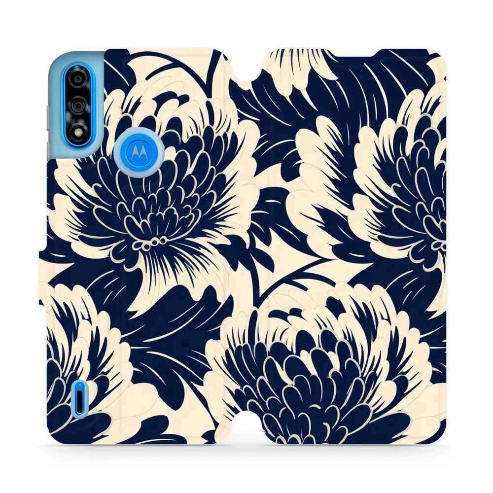 Flipové pouzdro Mobiwear - Motorola Moto E7i Power - VA40S Modré a béžové květy