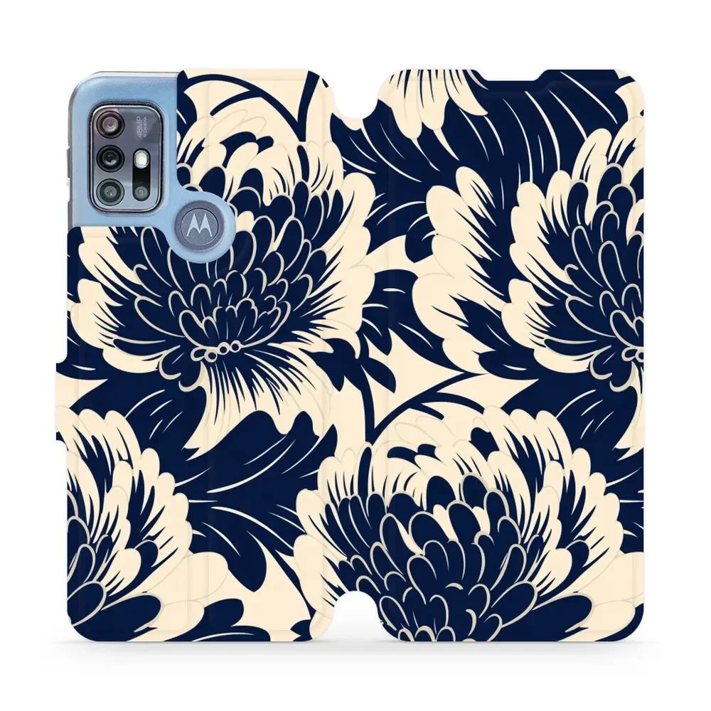 Flipové pouzdro Mobiwear - Motorola Moto G20 - VA40S Modré a béžové květy