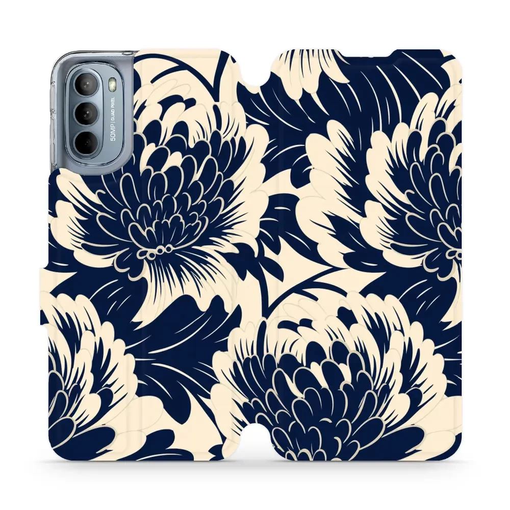 Flipové pouzdro Mobiwear - Motorola Moto G31 - VA40S Modré a béžové květy