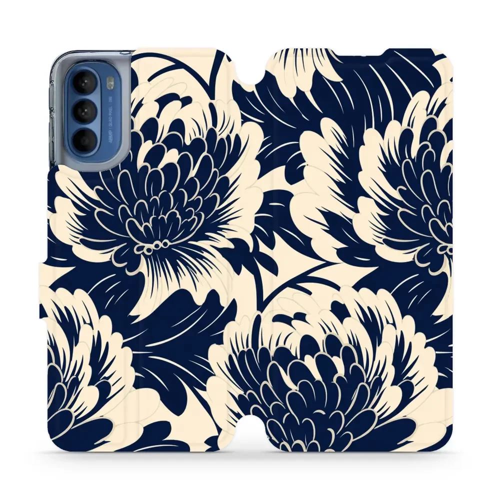 Flipové pouzdro Mobiwear - Motorola Moto G41 - VA40S Modré a béžové květy