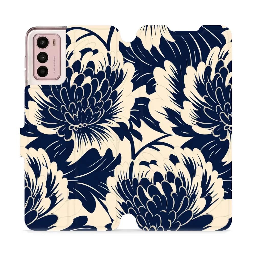Flipové pouzdro Mobiwear - Motorola Moto G42 - VA40S Modré a béžové květy
