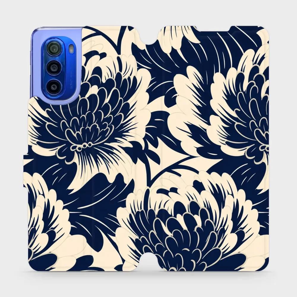 Flipové pouzdro Mobiwear - Motorola Moto G51 5G - VA40S Modré a béžové květy