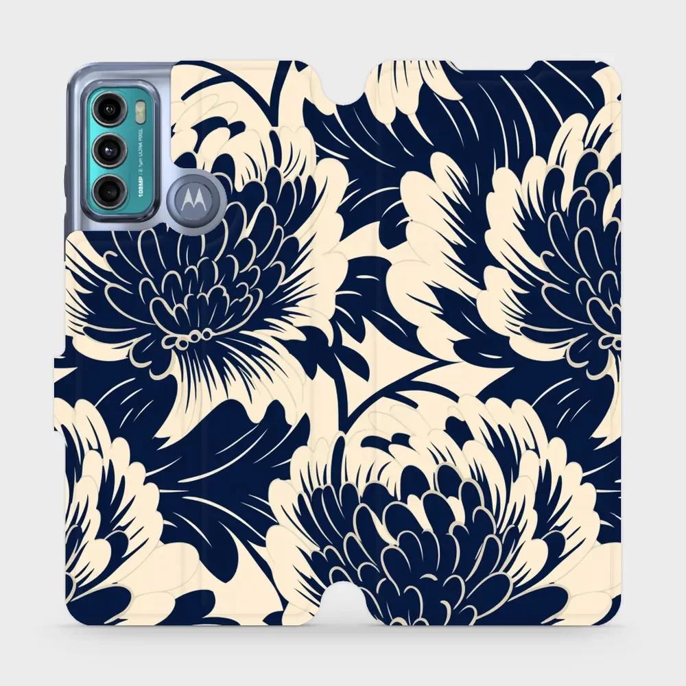 Flipové pouzdro Mobiwear - Motorola Moto G60 - VA40S Modré a béžové květy