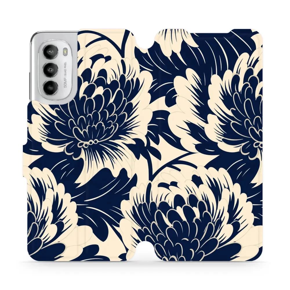 Flipové pouzdro Mobiwear - Motorola Moto G82 5G - VA40S Modré a béžové květy