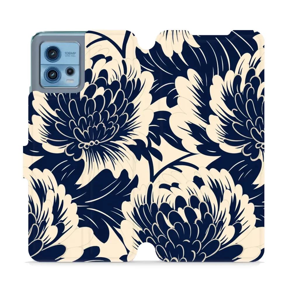 Flipové pouzdro Mobiwear - Motorola Moto G72 - VA40S Modré a béžové květy