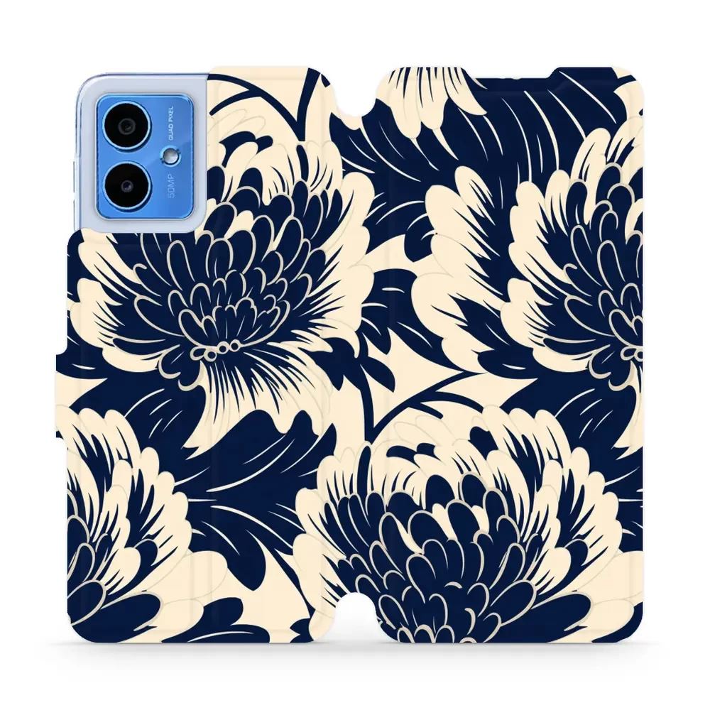 Flipové pouzdro Mobiwear - Motorola Moto G14 - VA40S Modré a béžové květy