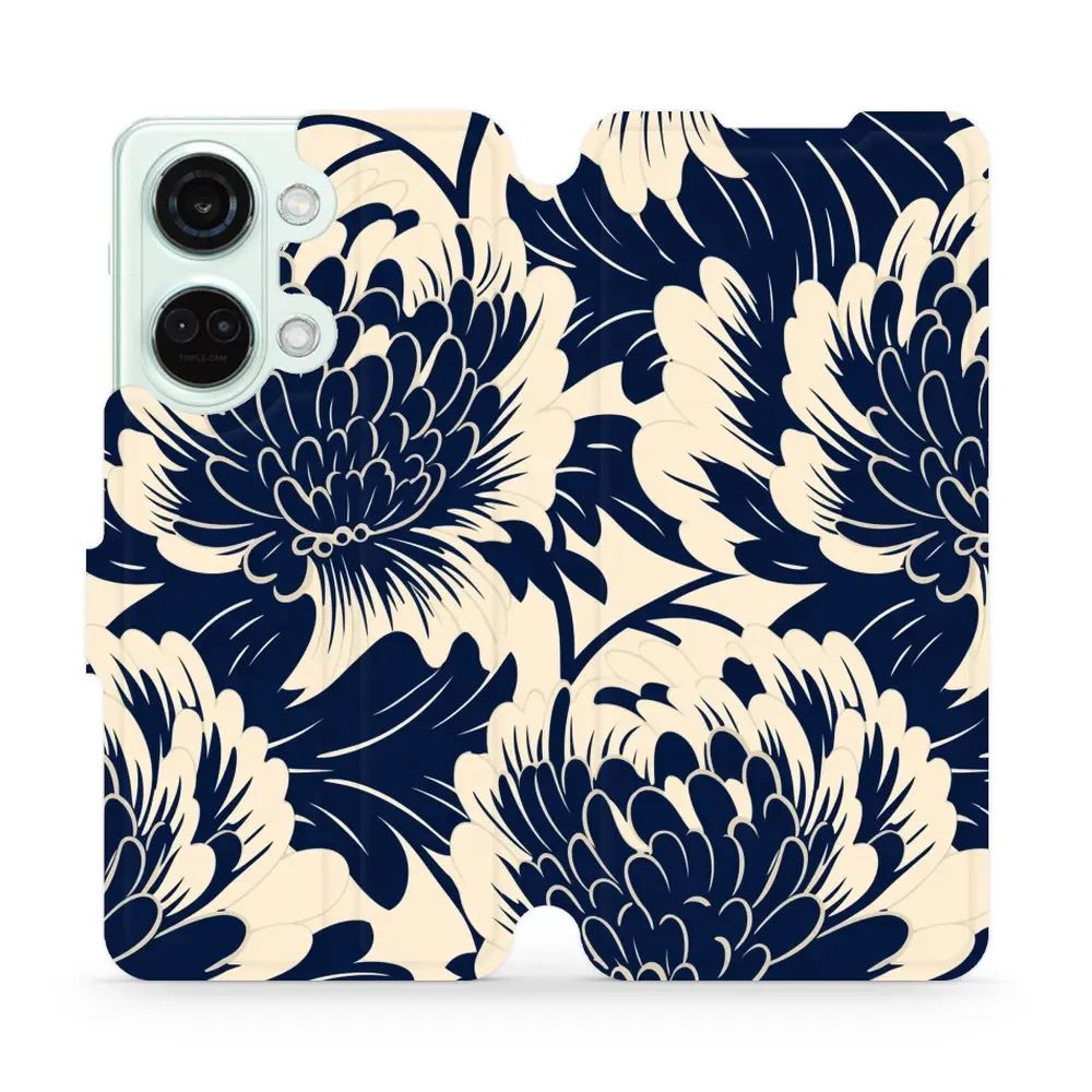Flipové pouzdro Mobiwear - OnePlus Nord 3 5G - VA40S Modré a béžové květy