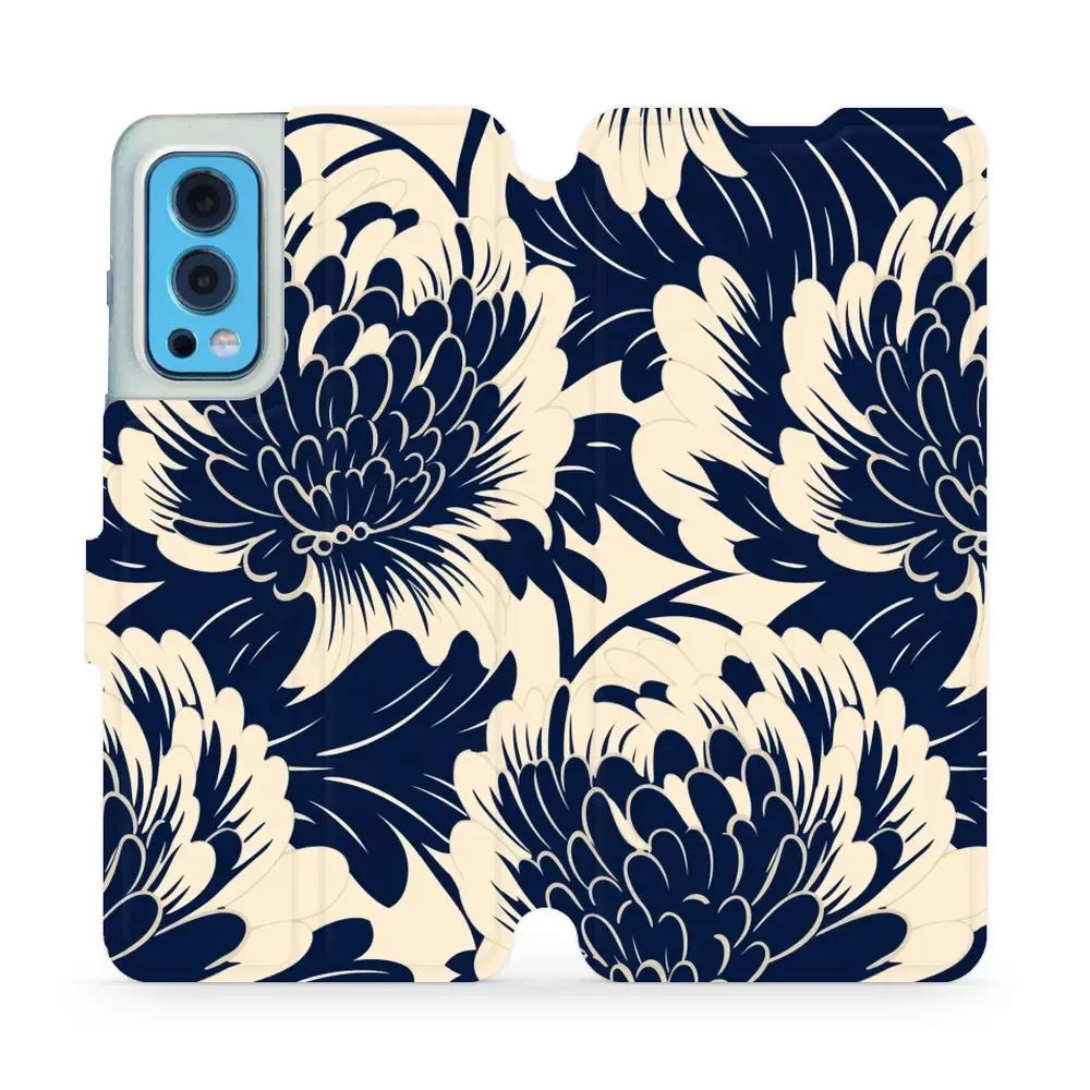 Flipové pouzdro Mobiwear - OnePlus Nord 2 5G - VA40S Modré a béžové květy