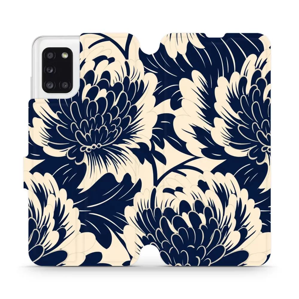 Flipové pouzdro Mobiwear - Samsung Galaxy A31 - VA40S Modré a béžové květy