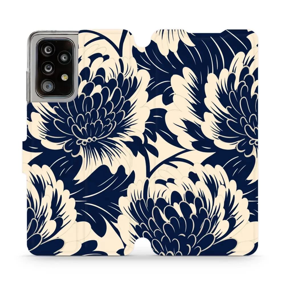Flipové pouzdro Mobiwear - Samsung Galaxy A52 / A52S 5G - VA40S Modré a béžové květy