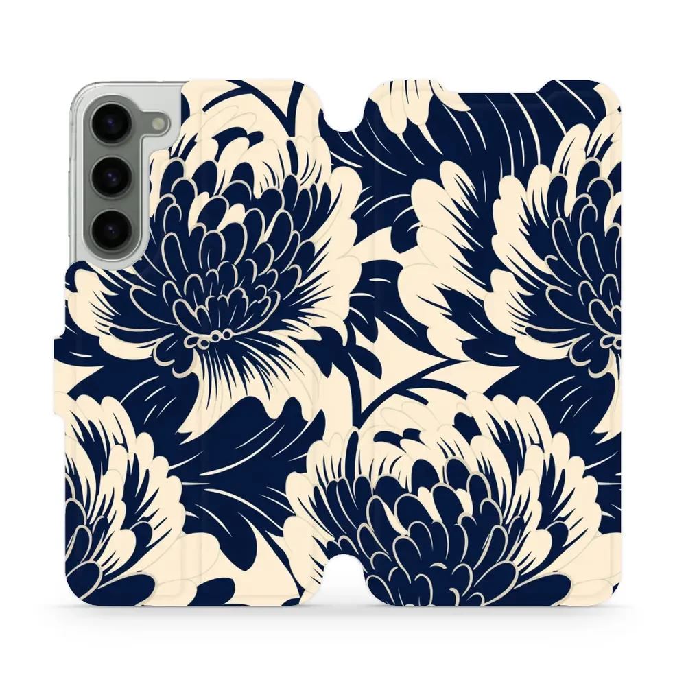 Flipové pouzdro Mobiwear - Samsung Galaxy S23 Plus - VA40S Modré a béžové květy