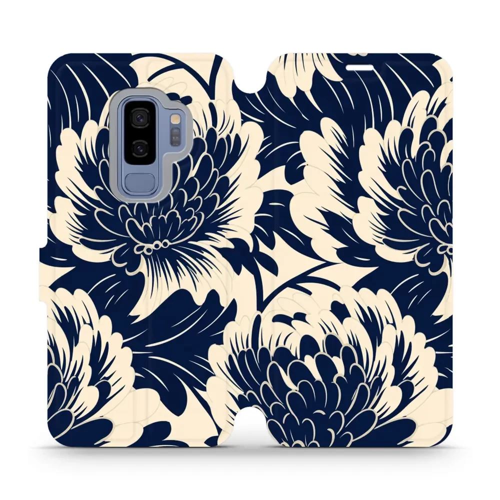 Flipové pouzdro Mobiwear - Samsung Galaxy S9 Plus - VA40S Modré a béžové květy