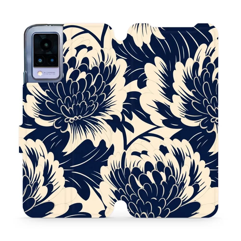 Flipové pouzdro Mobiwear - Vivo V21 5G - VA40S Modré a béžové květy