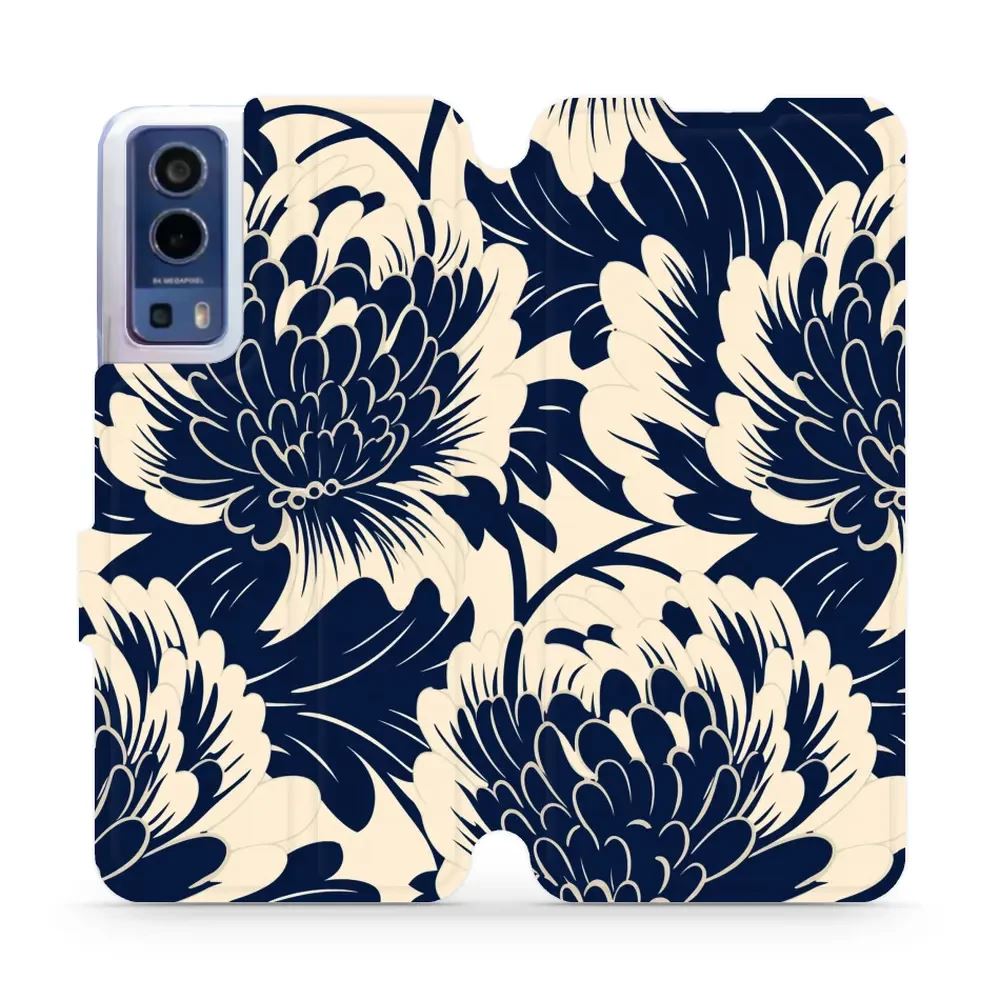 Flipové pouzdro Mobiwear - Vivo Y52 5G / Y72 5G - VA40S Modré a béžové květy