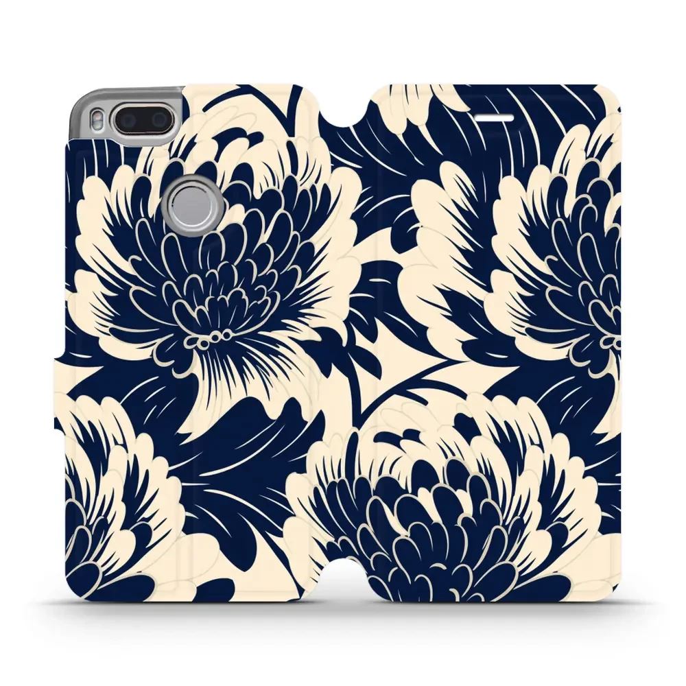 Flipové pouzdro Mobiwear - Xiaomi Mi A1 - VA40S Modré a béžové květy