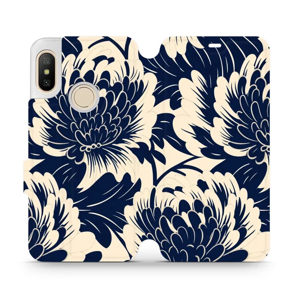 Flipové pouzdro Mobiwear - Xiaomi Mi A2 Lite - VA40S Modré a béžové květy