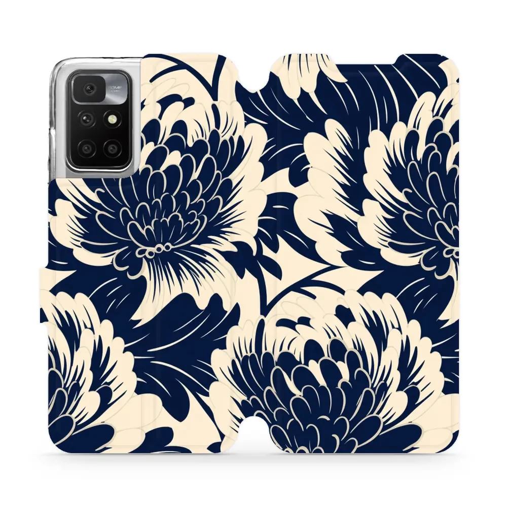 Flipové pouzdro Mobiwear - Xiaomi Redmi 10 / Redmi 10 2022 - VA40S Modré a béžové květy