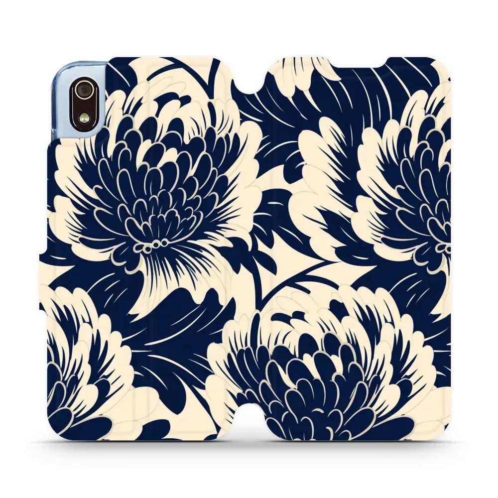 Flipové pouzdro Mobiwear - Xiaomi Redmi 7A - VA40S Modré a béžové květy