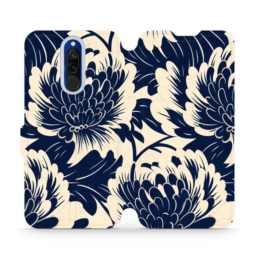 Flipové pouzdro Mobiwear - Xiaomi Redmi 8 - VA40S Modré a béžové květy