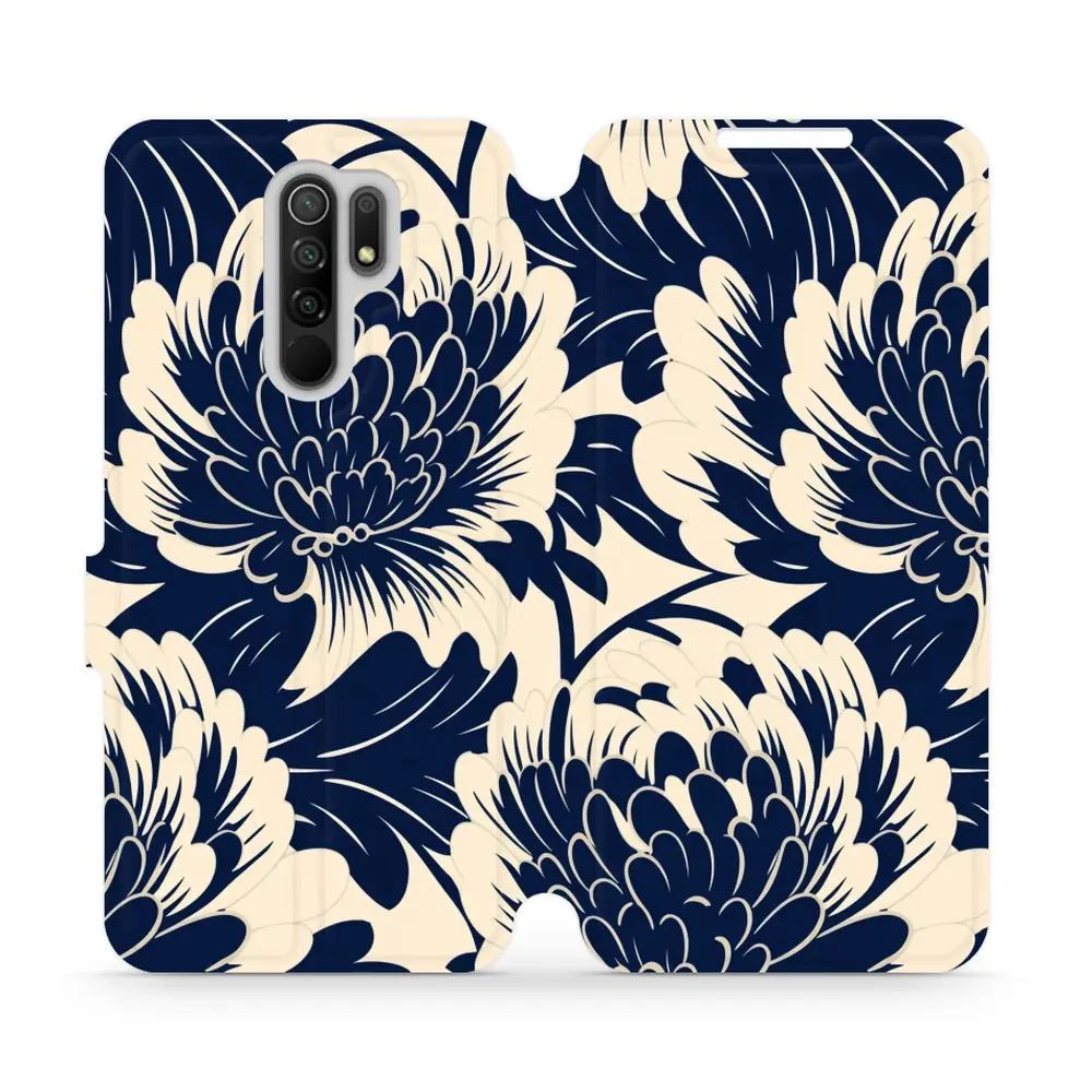 Flipové pouzdro Mobiwear - Xiaomi Redmi 9 - VA40S Modré a béžové květy