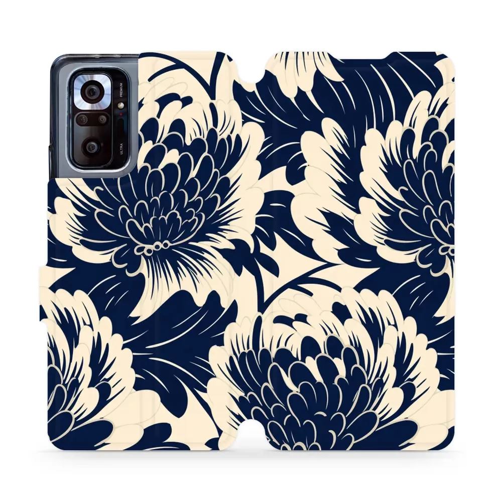 Flipové pouzdro Mobiwear - Xiaomi Redmi Note 10 Pro - VA40S Modré a béžové květy