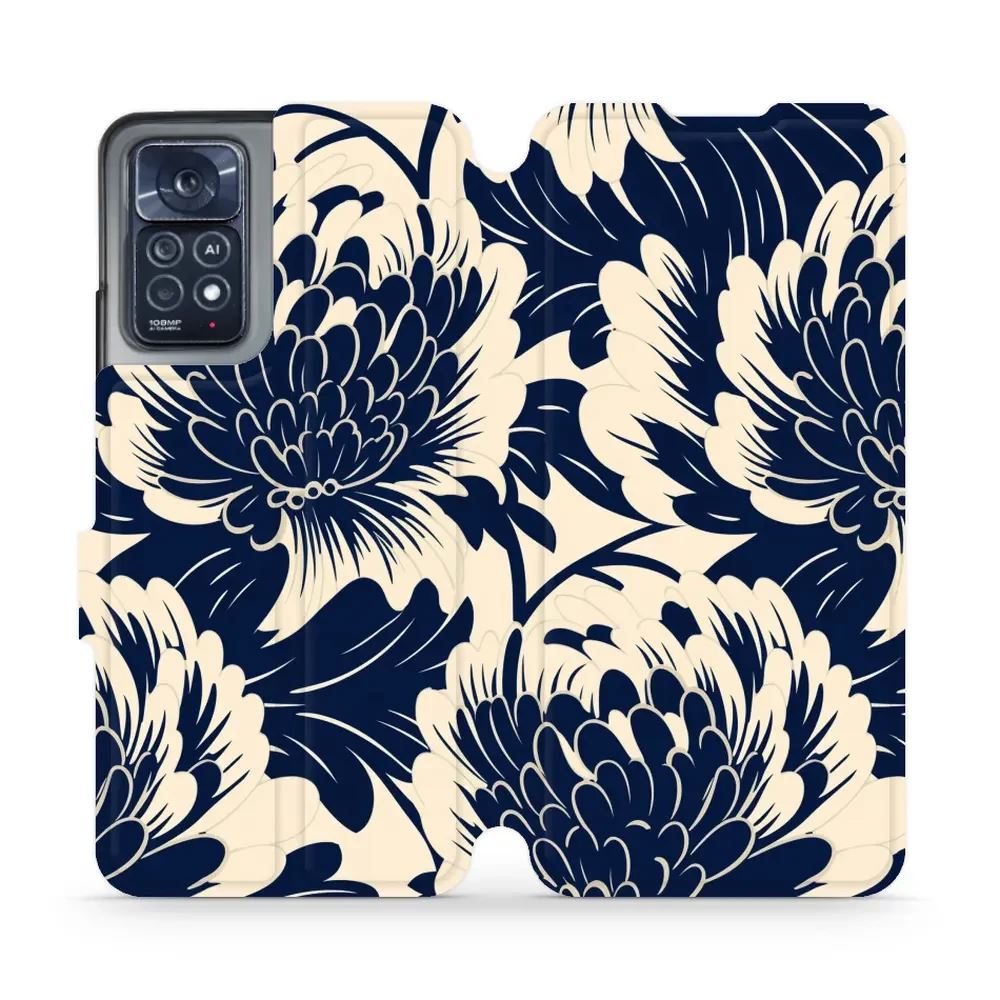Flipové pouzdro Mobiwear - Xiaomi Redmi Note 11 Pro 5G - VA40S Modré a béžové květy