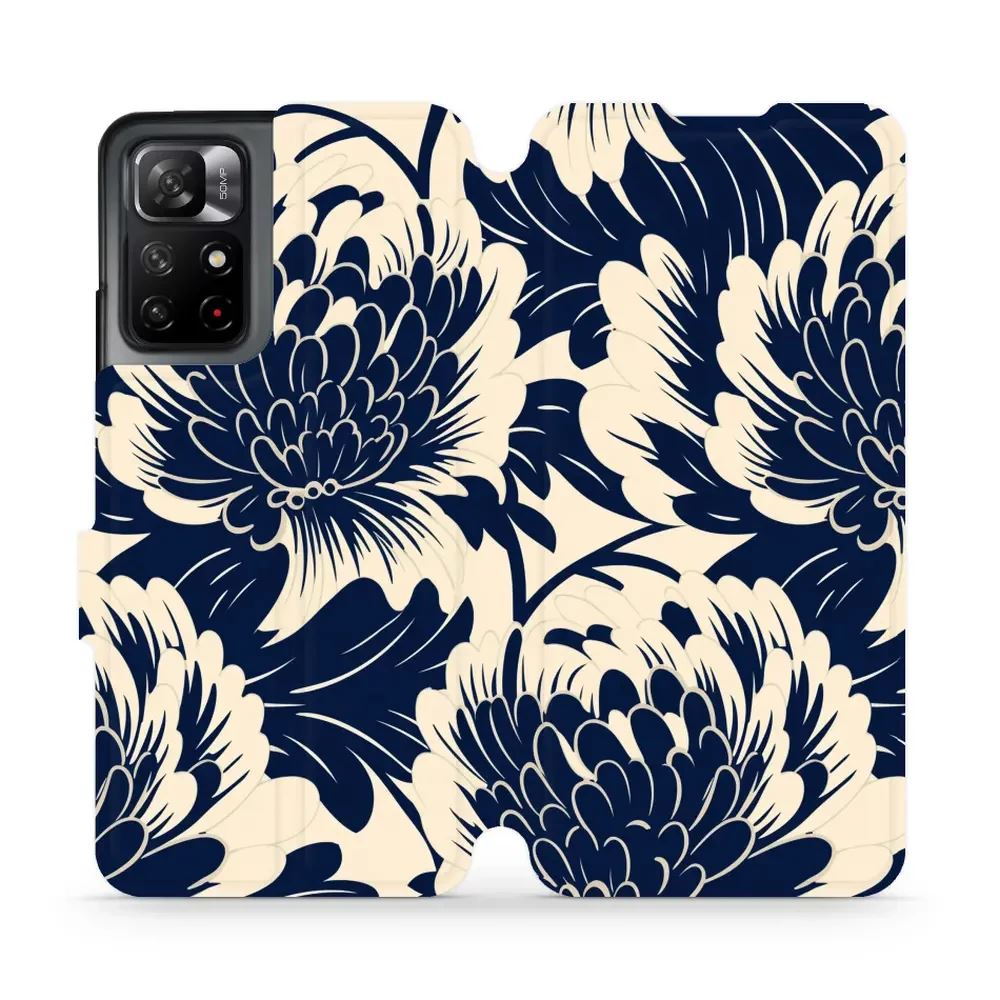 Flipové pouzdro Mobiwear - Xiaomi Redmi Note 11S 5G - VA40S Modré a béžové květy
