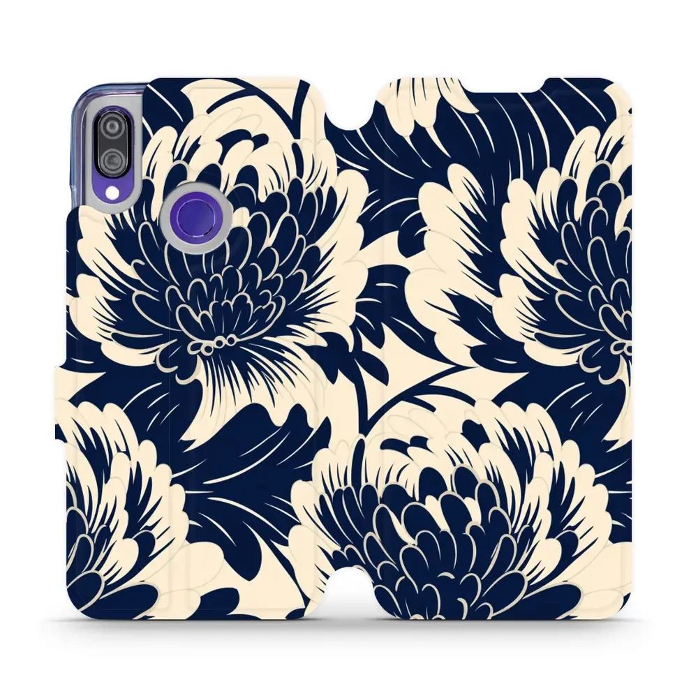 Flipové pouzdro Mobiwear - Xiaomi Redmi Note 7 - VA40S Modré a béžové květy
