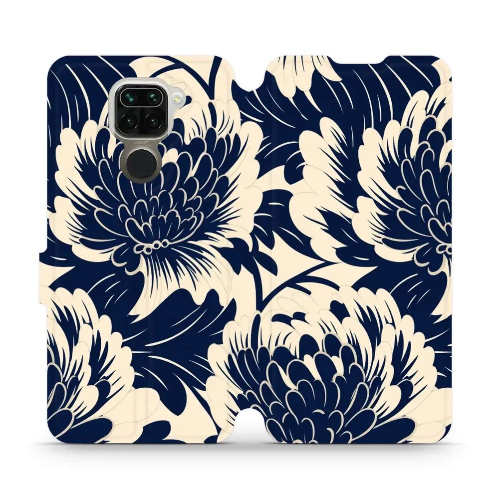 Flipové pouzdro Mobiwear - Xiaomi Redmi Note 9 - VA40S Modré a béžové květy