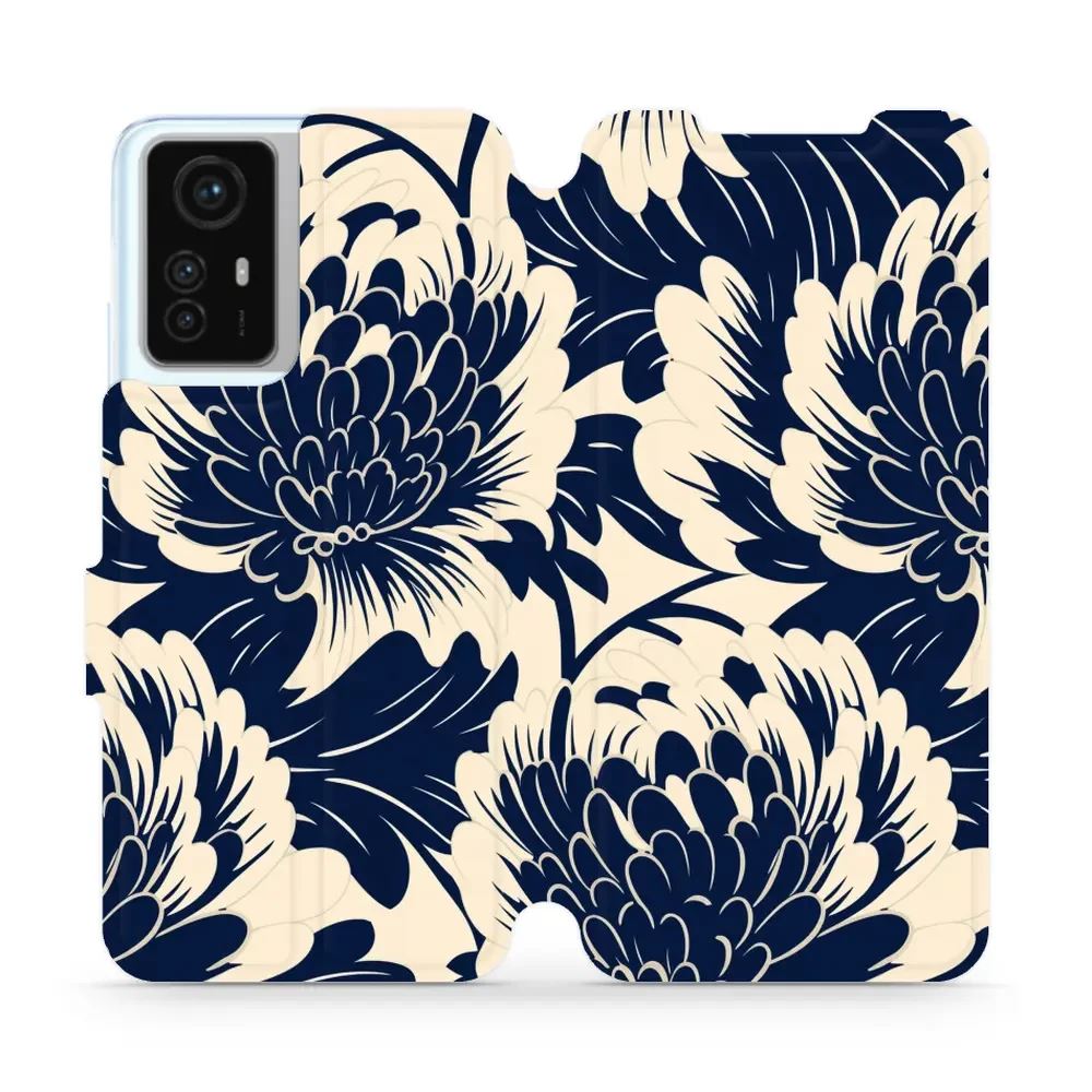Flipové pouzdro Mobiwear - Xiaomi Redmi Note 12S - VA40S Modré a béžové květy