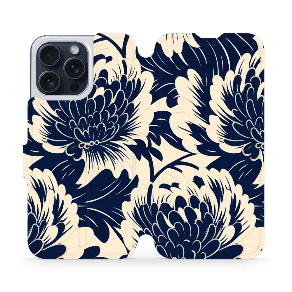 Flipové pouzdro Mobiwear - Apple iPhone 15 Pro Max - VA40S Modré a béžové květy