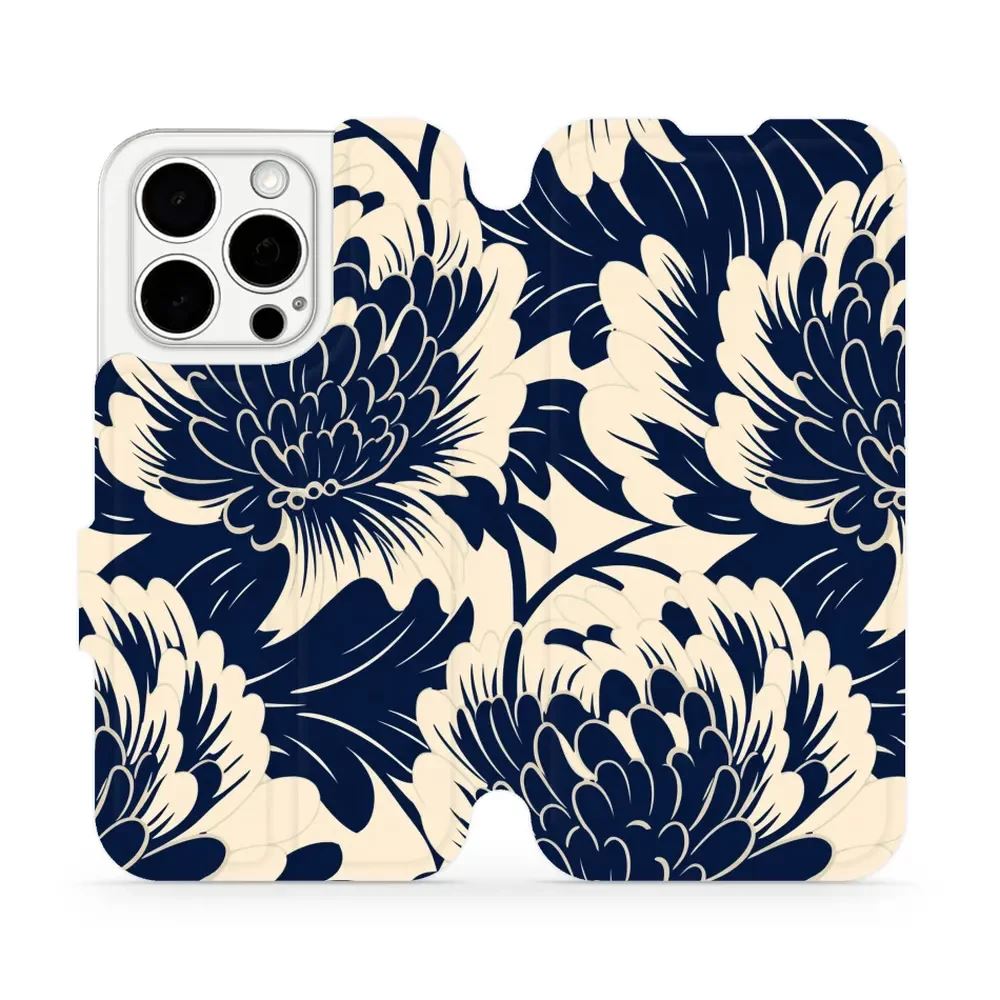 Flipové pouzdro Mobiwear - Apple iPhone 15 Pro - VA40S Modré a béžové květy