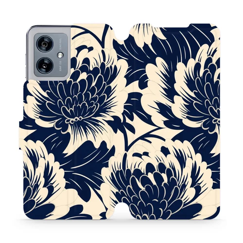 Flipové pouzdro Mobiwear - Motorola Moto G54 5G / Moto G54 5G Power Edition - VA40S Modré a béžové květy
