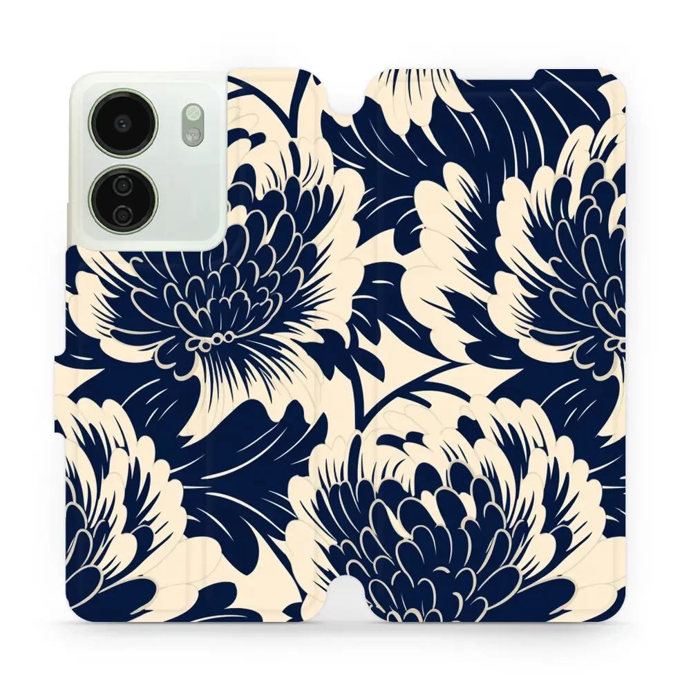 Flipové pouzdro Mobiwear - Xiaomi Redmi 13C / Poco C65 - VA40S Modré a béžové květy