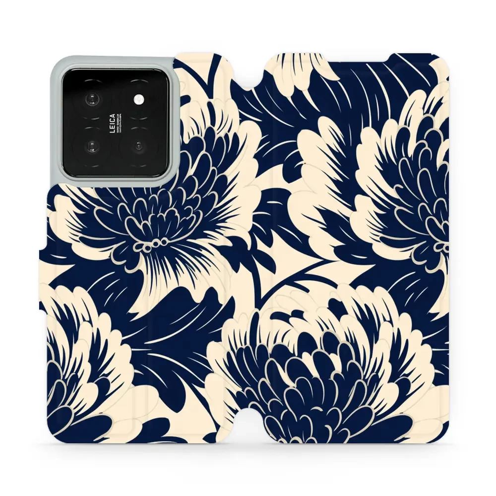 Flipové pouzdro Mobiwear - Xiaomi 14 - VA40S Modré a béžové květy