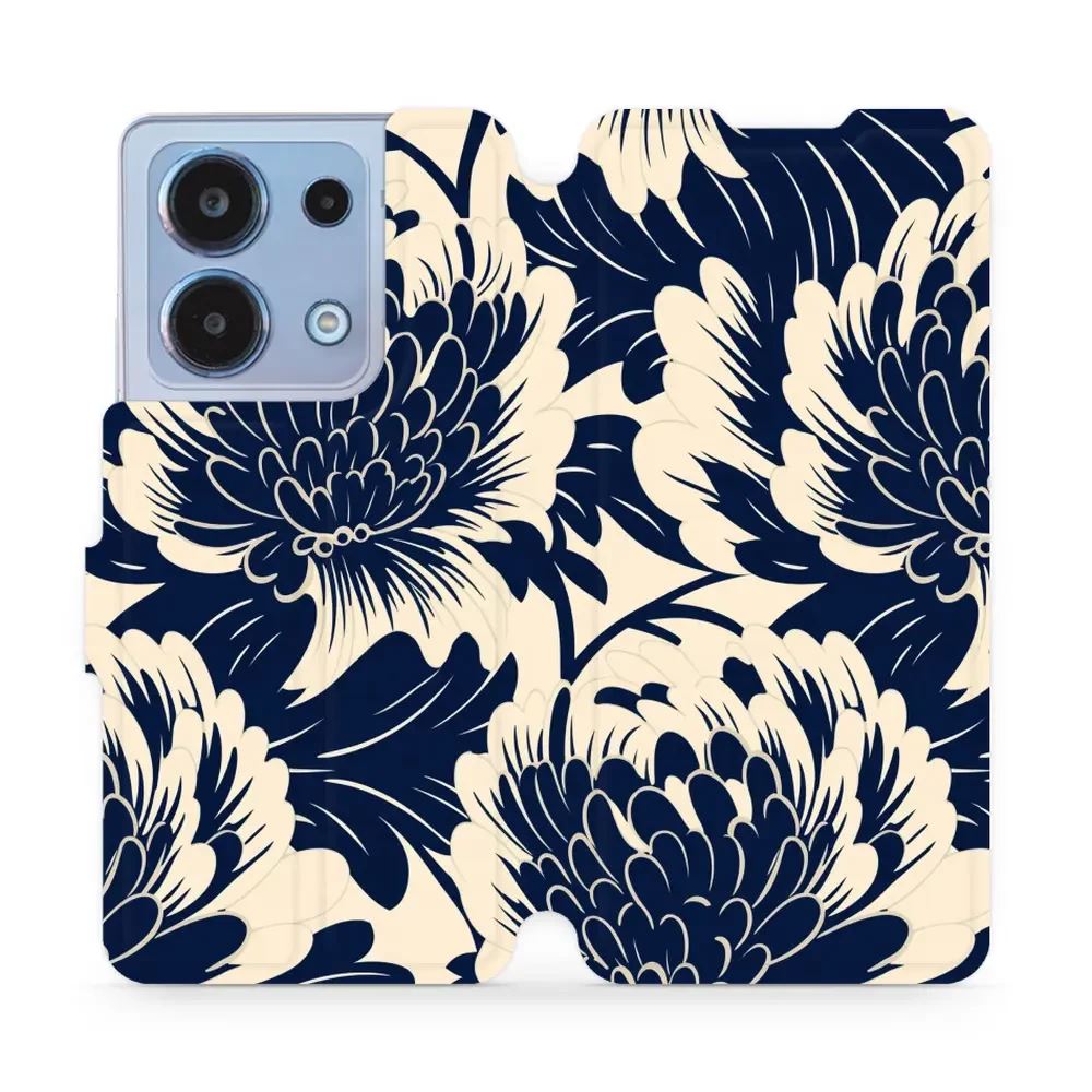 Flipové pouzdro Mobiwear - Xiaomi Redmi Note 13 4G - VA40S Modré a béžové květy