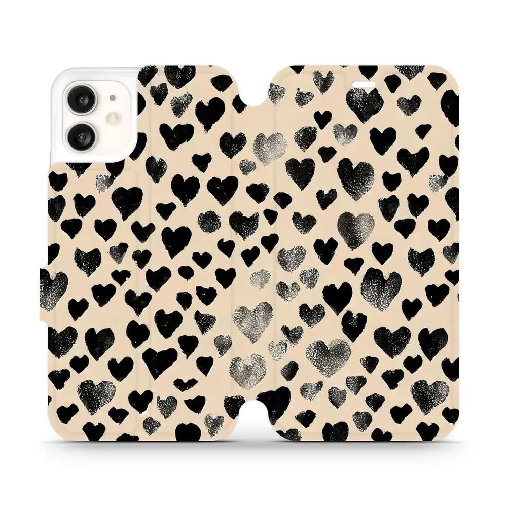 Flipové pouzdro Mobiwear - Apple iPhone 11 - VA51S Černá srdíčka