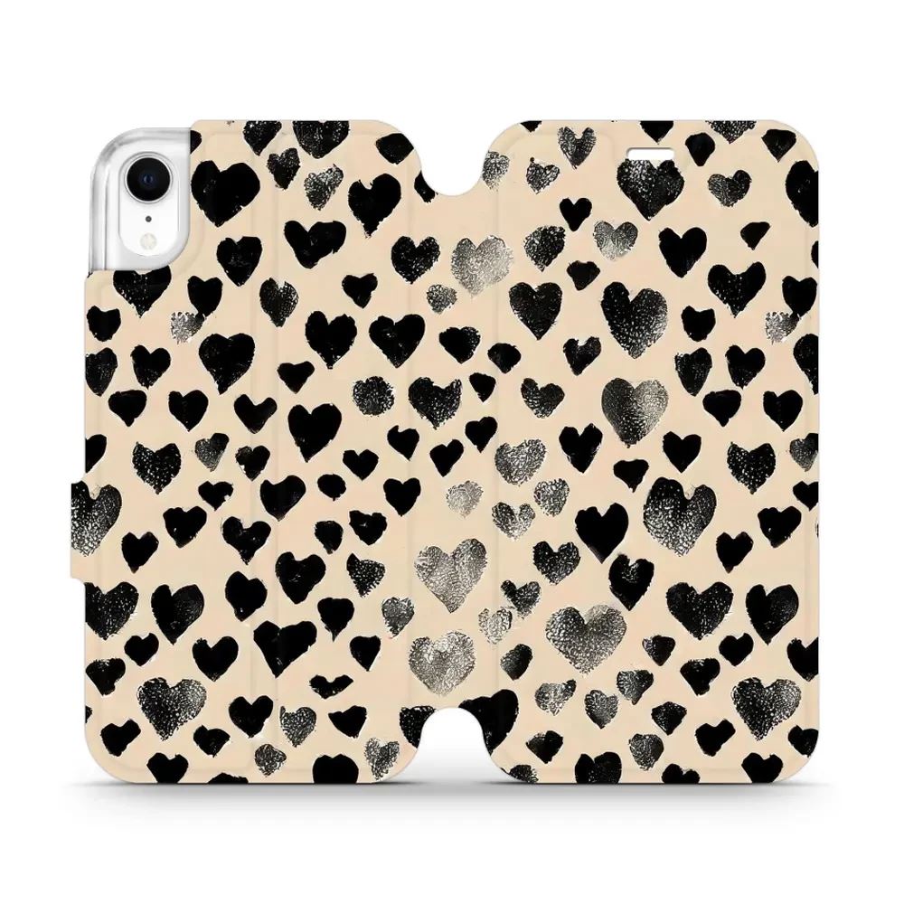 Flipové pouzdro Mobiwear - Apple iPhone XR - VA51S Černá srdíčka