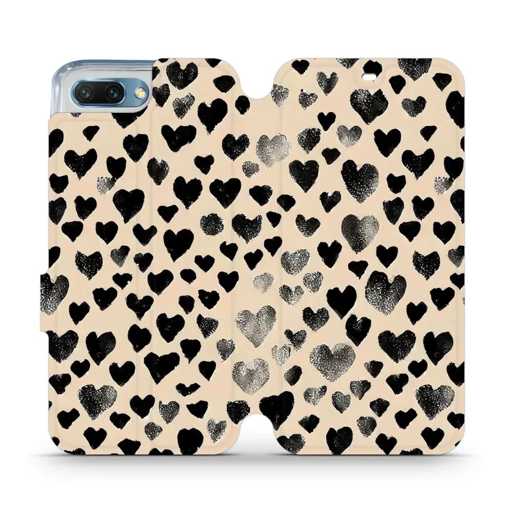 Flipové pouzdro Mobiwear - Honor 10 - VA51S Černá srdíčka