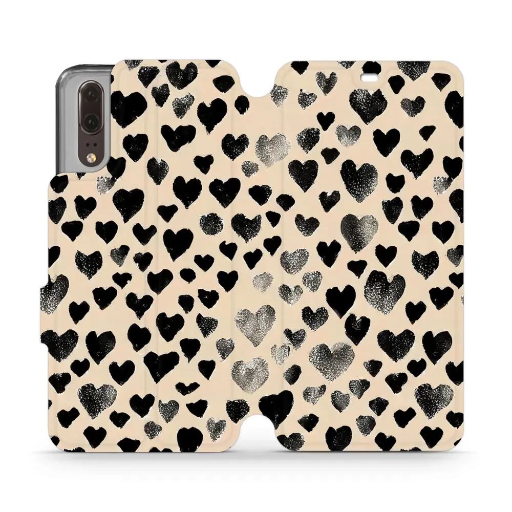 Flipové pouzdro Mobiwear - Huawei P20 - VA51S Černá srdíčka