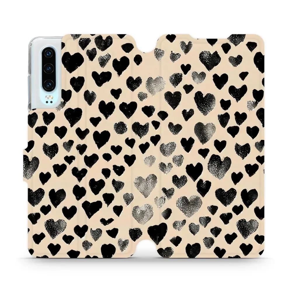 Flipové pouzdro Mobiwear - Huawei P30 - VA51S Černá srdíčka