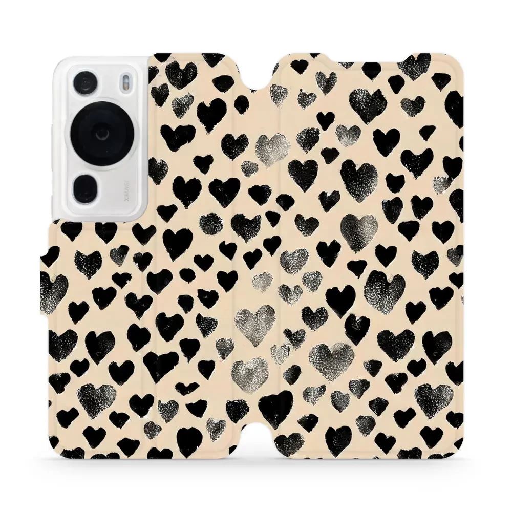 Flipové pouzdro Mobiwear - Huawei P60 Pro - VA51S Černá srdíčka