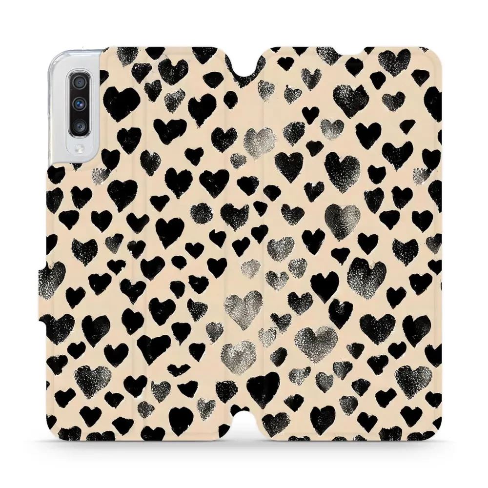 Flipové pouzdro Mobiwear - Samsung Galaxy A70 - VA51S Černá srdíčka