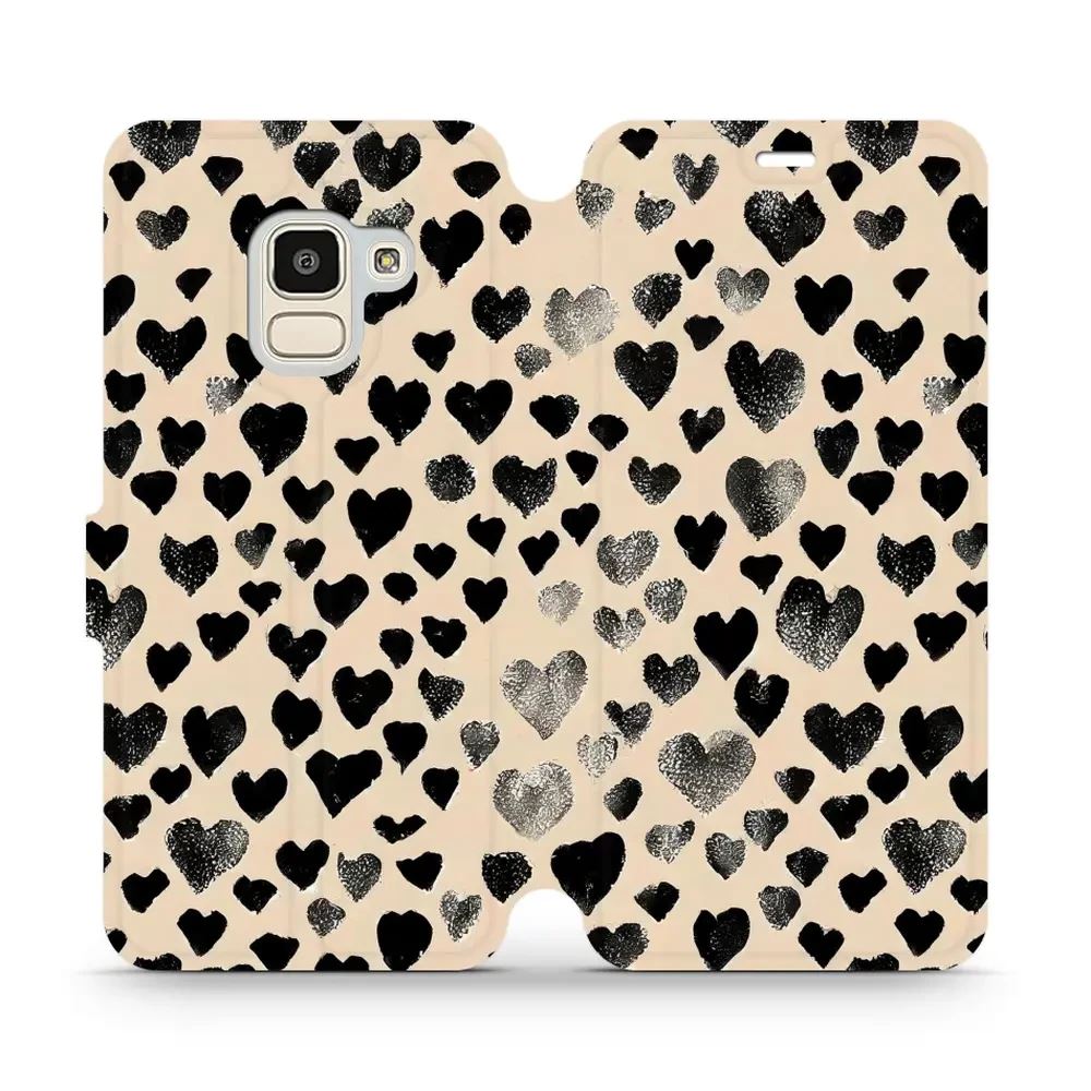 Flipové pouzdro Mobiwear - Samsung Galaxy J6 2018 - VA51S Černá srdíčka